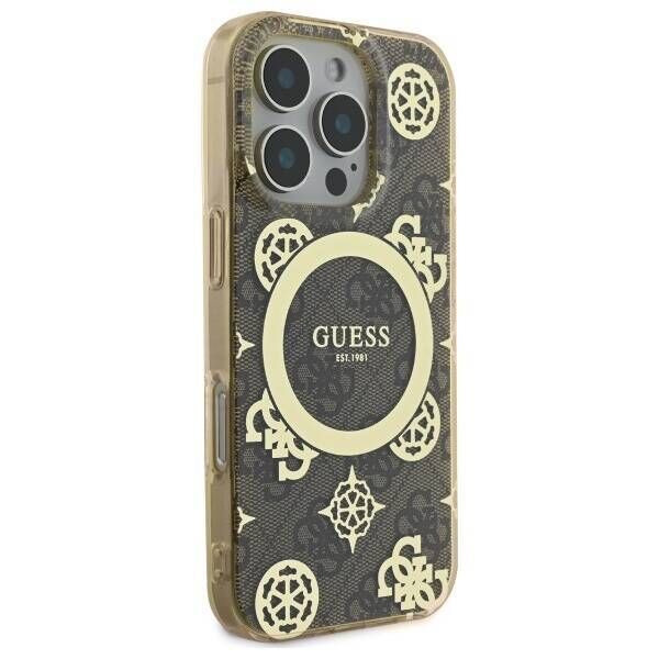 Original Case IPHONE 16 PRO MAX Guess Hardcase IML Peony On 4G Background MagSafe (GUHMP16XH4PYEEW) brown 3666339300081