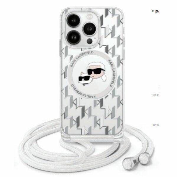 Original Case IPHONE 16 PRO Karl Lagerfeld Hardcase IML Crossbody Monogram Karl & Choupette Head MagSafe (KLHMP16LHCKCKLCT) transparent 3666339320508
