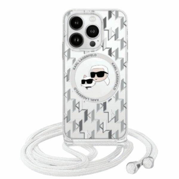 Original Case IPHONE 16 Karl Lagerfeld Hardcase IML Crossbody Monogram Karl & Choupette Head MagSafe (KLHMP16SHCKCKLCT) transparent 3666339320485