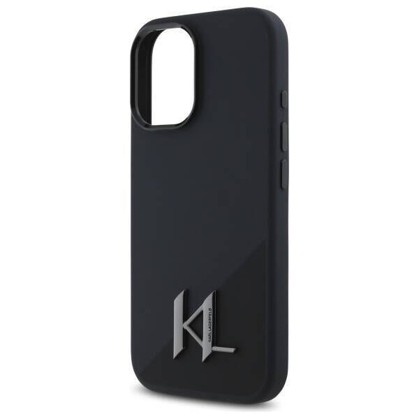 Original Case IPHONE 16 Karl Lagerfeld Hardcase Silicone Shadow Metal Initial MagSafe (KLHMP16SSCMKMPCK) black 3666339317928