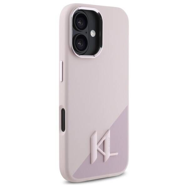 Original Case IPHONE 16 Karl Lagerfeld Hardcase Silicone Shadow Metal Initial MagSafe (KLHMP16SSCMKMPCP) pink 3666339317966