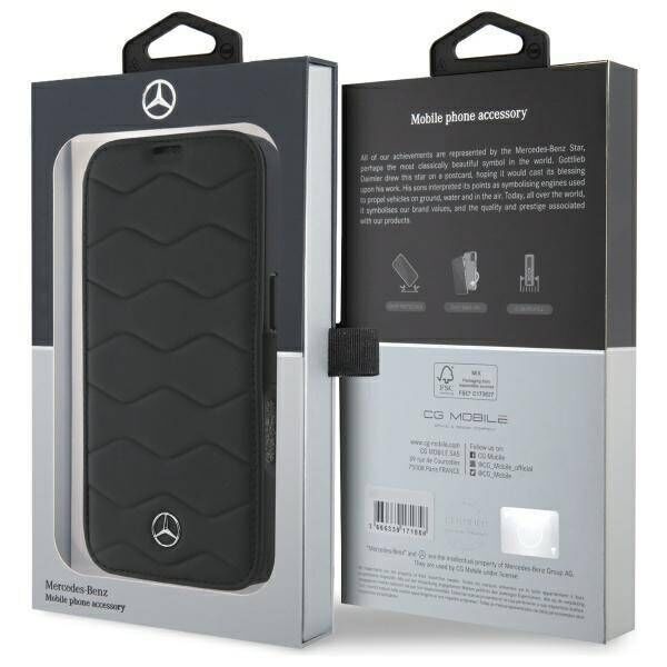 Original Case IPHONE 16 PRO MAX Mercedes Hardcase MB Waves Leather (MEBKP16X23RWRSK) black 3666339364632