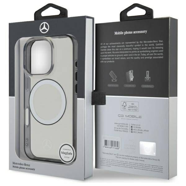 Original Case IPHONE 16 PRO Mercedes Hardcase Printed Logo MagSafe (MEHMP16L23HUOKC) transparent 3666339326067