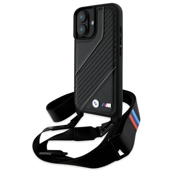 Original Case IPHONE 16 PLUS BMW Hardcase M Edition Carbon Stripe & Strap (BMHCP16M23PSCCK) black 3666339324292