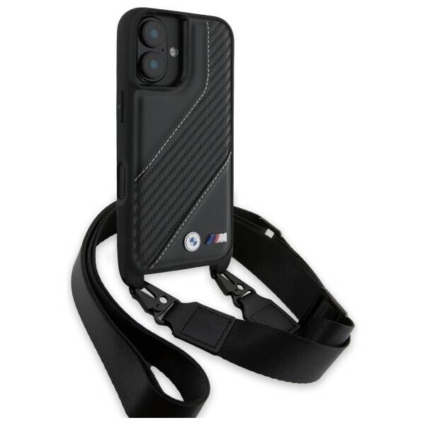 Original Case IPHONE 16 PLUS BMW Hardcase M Edition Carbon Stripe & Strap (BMHCP16M23PSCCK) black 3666339324292