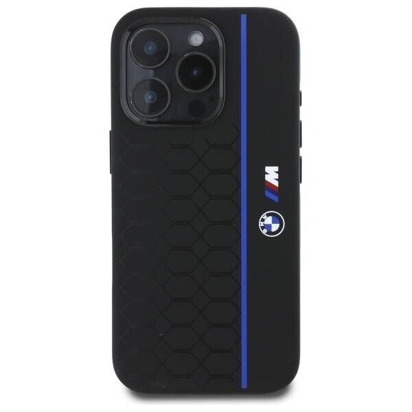 Original Case IPHONE 16 PRO BMW Hardcase Silicone Hexagon Blue Line MagSafe (BMHMP16L23SHEB) black 3666339324865