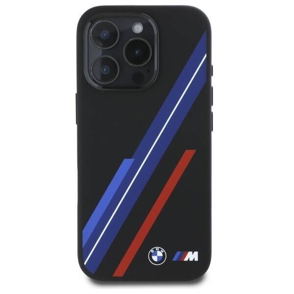 Original Case IPHONE 16 PRO BMW Hardcase Silicone Random Lines MagSafe (BMHMP16L23SSPK) black 3666339324902