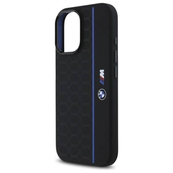 Original Case IPHONE 16 BMW Hardcase Silicone Hexagon Blue Line MagSafe (BMHMP16S23SHEB) black 3666339324841