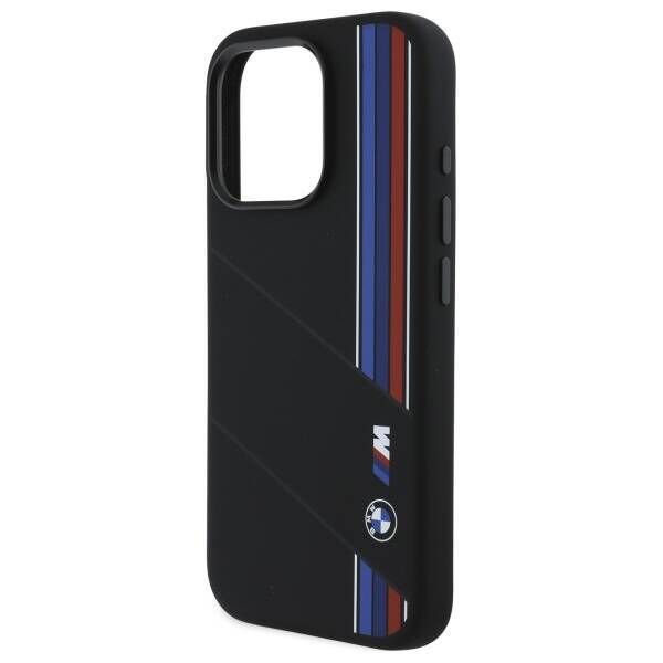 Original Case IPHONE 16 PRO MAX BMW Hardcase Silicone Cut Tricolor Lines MagSafe (BMHMP16X23SCUK) black 3666339325152