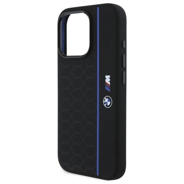 Original Case IPHONE 16 PRO MAX BMW Hardcase Silicone Hexagon Blue Line MagSafe (BMHMP16X23SHEB) black 3666339324872