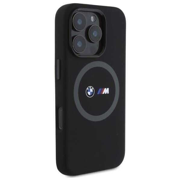 Original Case IPHONE 16 PRO MAX BMW Hardcase M Silicone Printed Ring MagSafe (BMHMP16X23SROK) black 3666339325190