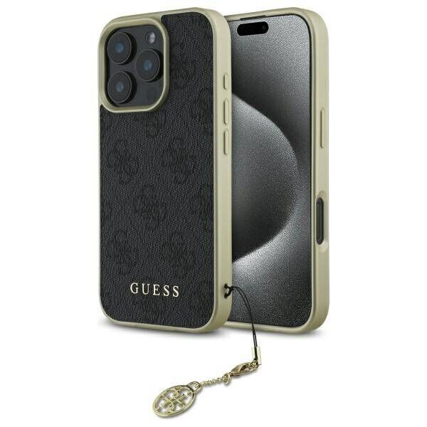 Original Case IPHONE 16 PRO Guess Hardcase 4G Charms Collection (GUHCP16LGF4GGR) black 3666339345983