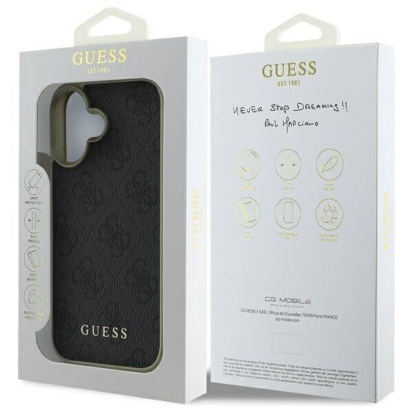 Original Case IPHONE 16 PLUS Guess Hardcase 4G Charms Collection (GUHCP16MGF4GGR) black 3666339345976