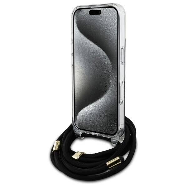 Original Case IPHONE 16 Guess Hardcase Crossbody Cord 4G Print (GUHCP16SHC4SEK) black 3666339345129