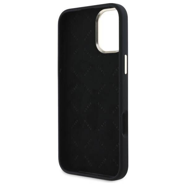 Original Case IPHONE 16 Guess Hardcase Silicone Logo Strass 4G (GUHCP16SM4DGPK) black 3666339328764