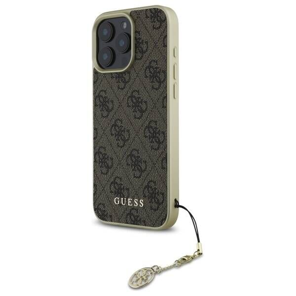 Original Case IPHONE 16 PRO MAX Guess Hardcase 4G Charms Collection (GUHCP16XGF4GBR) brown 3666339345952