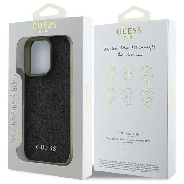 Original Case IPHONE 16 PRO MAX Guess Hardcase 4G Charms Collection (GUHCP16XGF4GGR) black 3666339345990