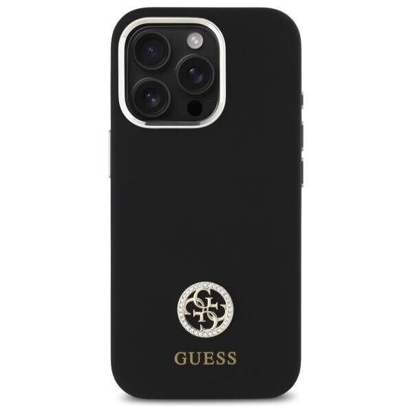 Original Case IPHONE 16 PRO MAX Guess Hardcase Silicone Logo Strass 4G (GUHCP16XM4DGPK) black 3666339328795