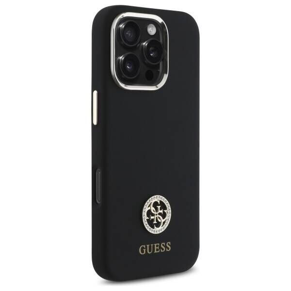 Original Case IPHONE 16 PRO MAX Guess Hardcase Silicone Logo Strass 4G (GUHCP16XM4DGPK) black 3666339328795