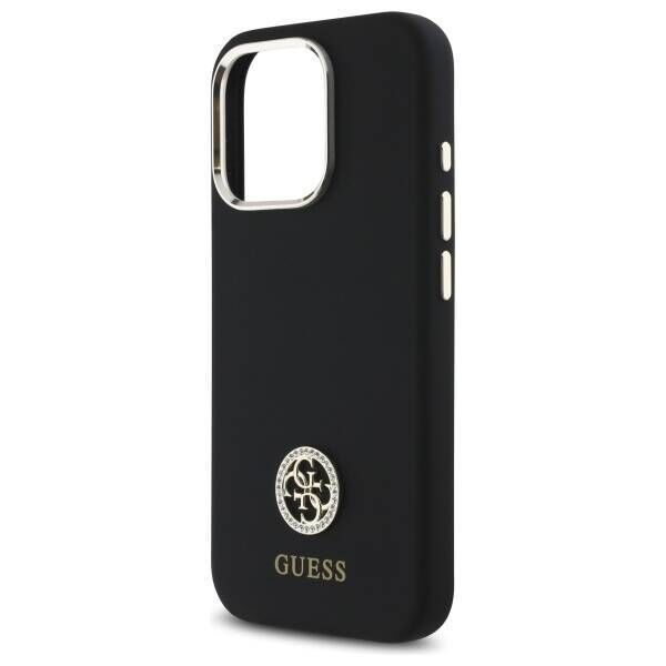 Original Case IPHONE 16 PRO MAX Guess Hardcase Silicone Logo Strass 4G (GUHCP16XM4DGPK) black 3666339328795