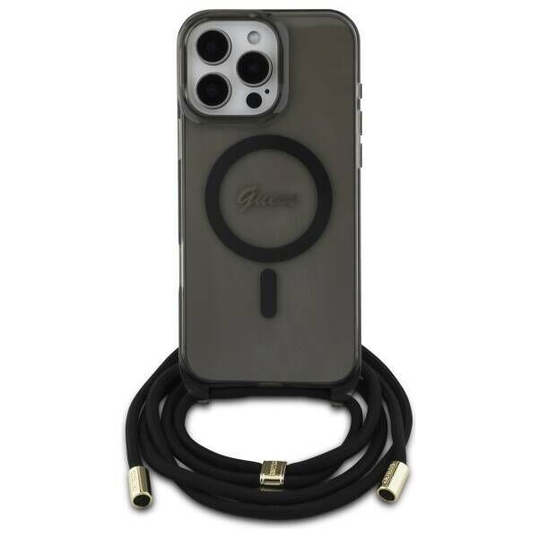 Original Case IPHONE 16 PRO Guess Hardcase Crossbody Cord Script MagSafe (GUHMP16LHCTSGNSK) black 3666339345662