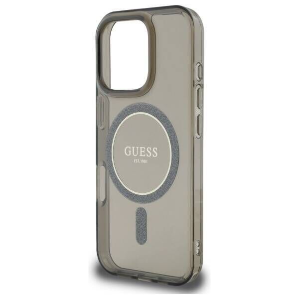 Original Case IPHONE 16 PRO Guess Hardcase IML Glitter Circle MagSafe (GUHMP16LHFGEREK) black 3666339307424