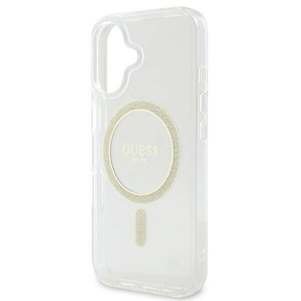 Original Case IPHONE 16 Guess Hardcase IML Glitter Circle MagSafe (GUHMP16SHFGERET) transparent 3666339307554