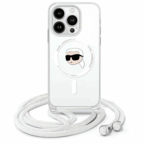 Original Case IPHONE 16 Karl Lagerfeld Hardcase Crossbody IML Karl Head MagSafe (KLHMP16SHCKHNT) transparent 3666339320522
