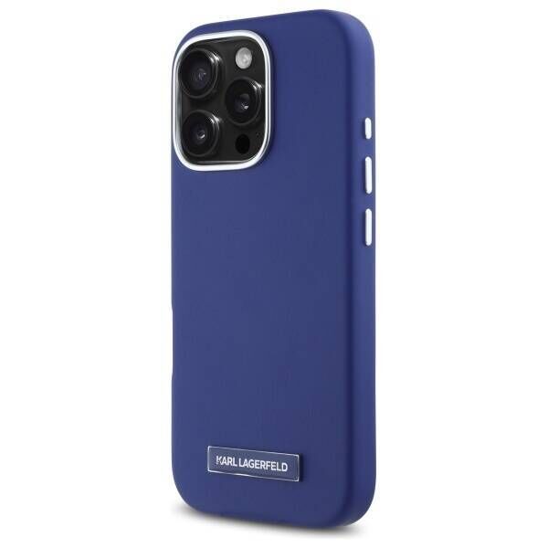 Original Case IPHONE 16 PRO MAX Karl Lagerfeld Hardcase FW Metal Plate MagSafe (KLHMP16XPGMSRPB) blue 3666339318994