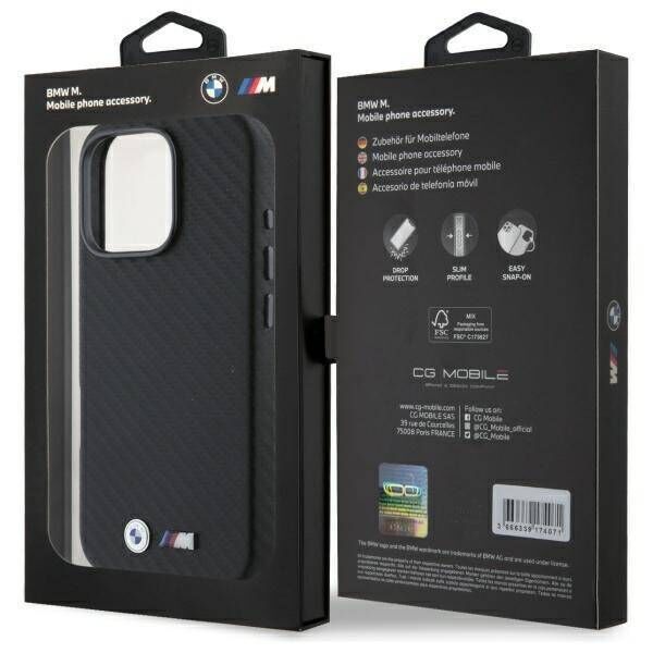 Original Case IPHONE 16 PRO MAX BMW Hardcase Carbon Wrapped Metal (BMHCP16X23PUFWC) black 3666339312176