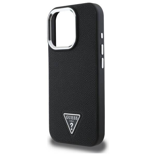 Original Case IPHONE 16 PRO MAX Guess Hardcase Grained Triangle MagSafe (GUHMP16XPGTSPSK) black 3666339302337