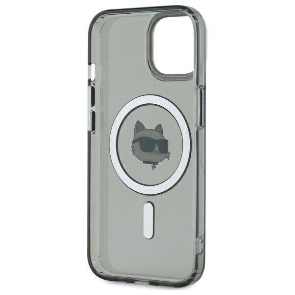 Original Case IPHONE 15 Karl Lagerfeld Hardcase IML Metal Choupette Head MagSafe (KLHMP15SHLSCHK) black 3666339284602
