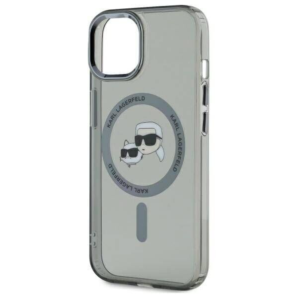 Original Case IPHONE 15 Karl Lagerfeld Hardcase IML Metal Karl&Choupette Head MagSafe (KLHMP15SHLSKCK) black 3666339284749