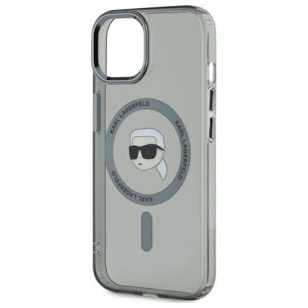 Original Case IPHONE 15 Karl Lagerfeld Hardcase IML Metal Karl Head MagSafe (KLHMP15SHLSKIK) black 3666339284466