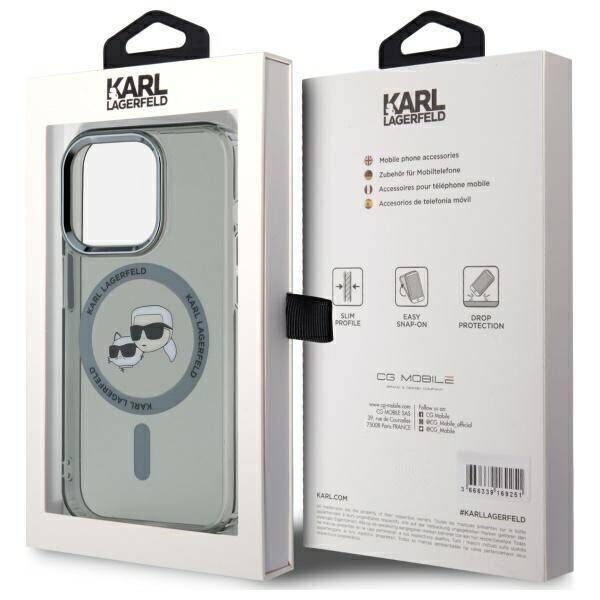 Original Case IPHONE 15 PRO MAX Karl Lagerfeld Hardcase IML Metal Karl&Choupette Head MagSafe (KLHMP15XHLSKCK) black 3666339284770