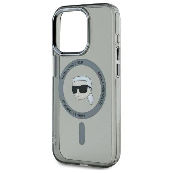 Original Case IPHONE 15 PRO MAX Karl Lagerfeld Hardcase IML Metal Karl Head MagSafe (KLHMP15XHLSKIK) black 3666339284497
