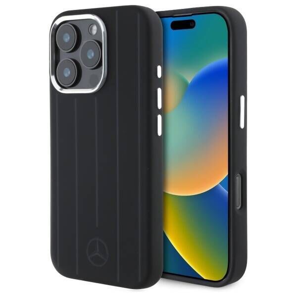 Original Case IPHONE 16 PRO Mercedes Hardcase Silicone Vertical Tonal Stripes MagSafe (MEHMP16L23SUVSK) black 3666339327064