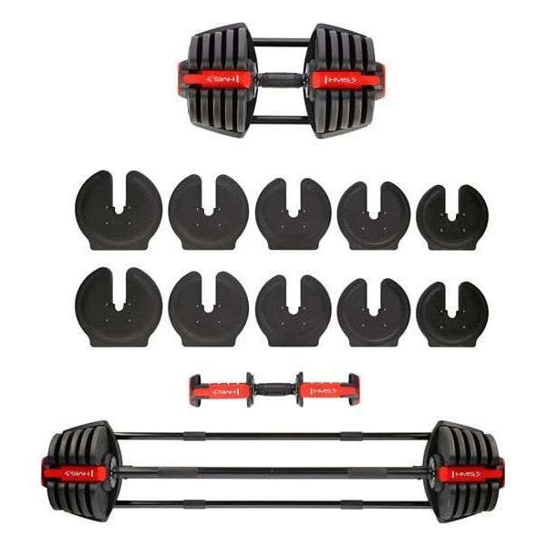 HMS SGR40 PRO SET 2W1 ZESTAW REGULOWANYCH SZTANGIELEK 43,5 KG HMS