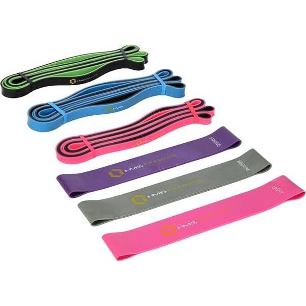 HMS Powerband GU04/06 Pro Set różne poziomy oporu w zestawie wielokolorowy 6 szt.