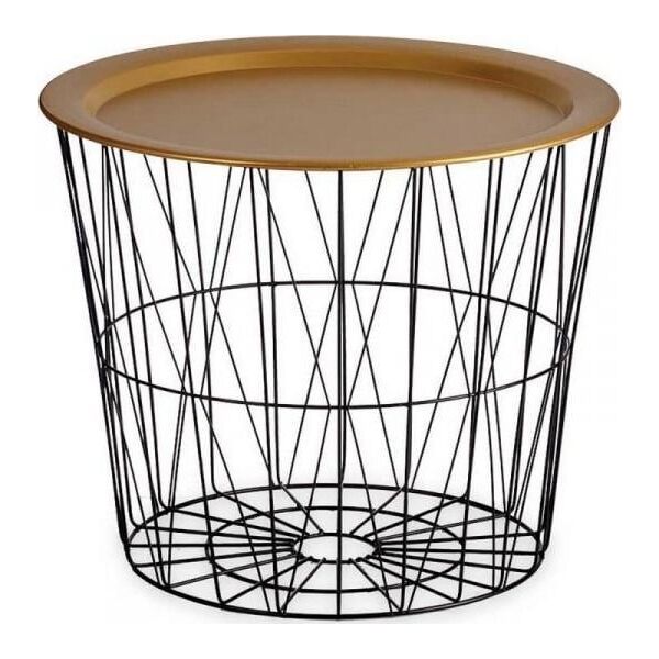 Gift Decor Stolik Czarny Złoty Metal (52 x 40 x 52 cm)