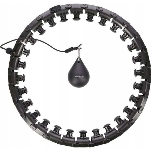 HMS HHW12 PLUS SIZE HULA HOP BLACK Z WYPUSTKAMI I OBCIĄŻNIKIEM HMS