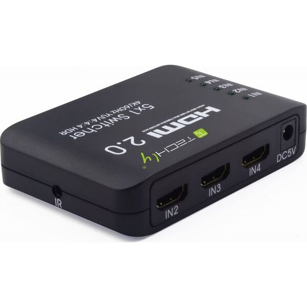 Techly TECHLY 108637 Techly 5-Portowy przełącznik HDMI 2.0 5x1 4K@60Hz HDR z pilotem IR