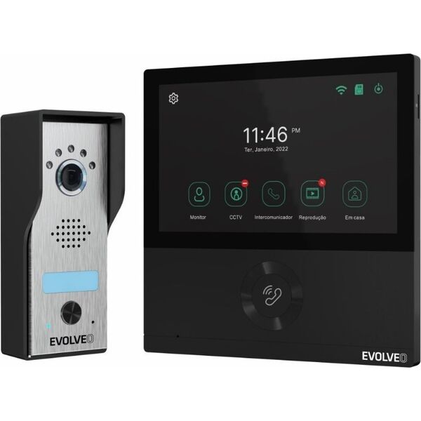 Evolveo EVOLVEO DoorPhone AHD7, Sada domácího WiFi videotelefonu s ovládáním brány nebo dveří černý monitor