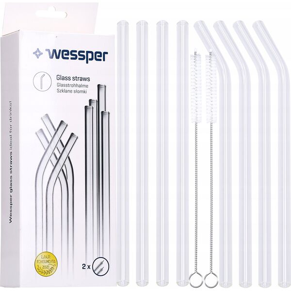Wessper Zestaw szklanych słomek do picia Wessper WES258 8szt.