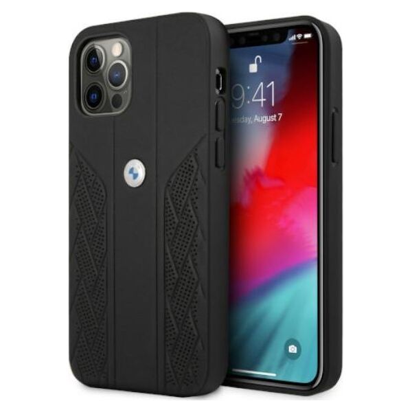 BMW Etui Bmw Bmhcp12Mrsppk Iphone 12/12 Pro 6,1" Czarny/Black Hardcase Leather Curve Perforate
