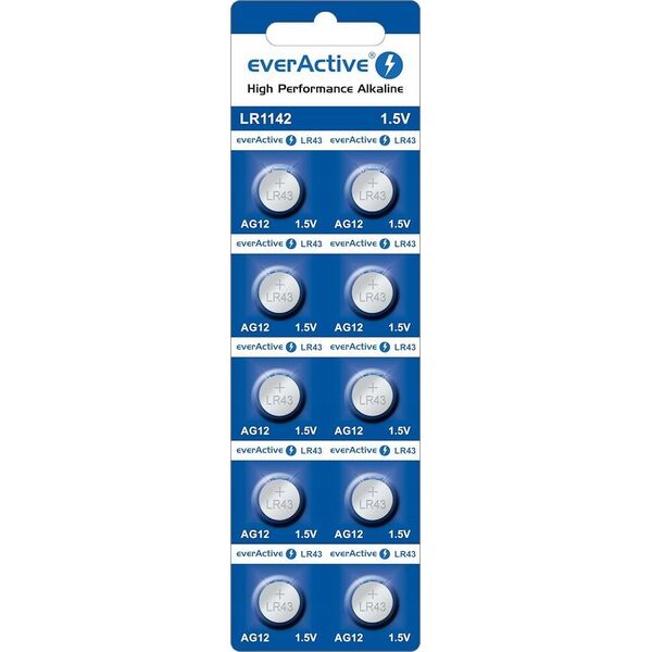 EverActive Bateria alkaliczna mini everActive AG12 G12 LR1142 LR43 - blister 10 sztuk