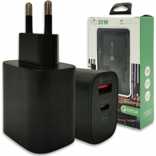 Φορτιστής . DENMEN BLACK ΦΟΡΤΙΣΤΗΣ ΔΙΚΤΥΟΥ USB + ΚΑΛΩΔΙΟ ΤΥΠΟΥ C DC09T-W 14172094 6973224875140