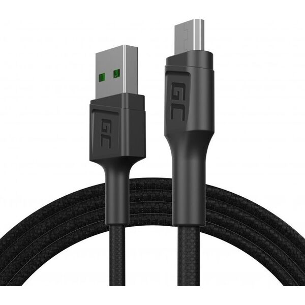 Kabel USB Green Cell USB-A - microUSB 1.2 m Czarny (KABGC20)