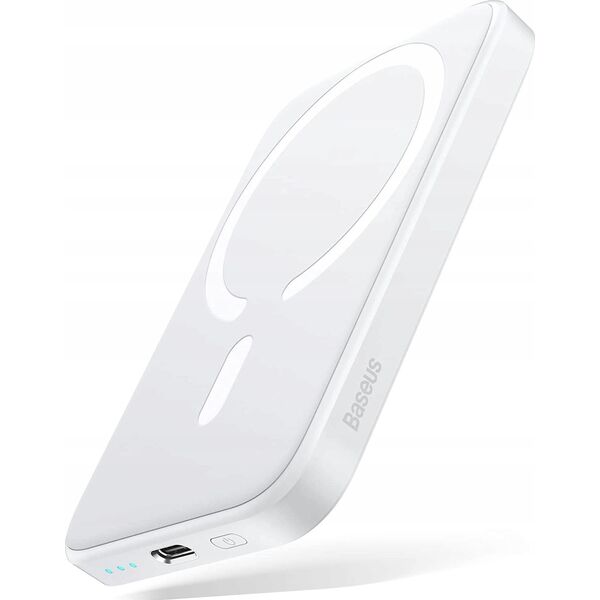 Powerbank Baseus OS-Baseus Magnetic Mini Air Wireless Fast Charge Power Bank 6000mAh 20W Stellar White（With Simple Series Charging Cable Type-C to Type-C (20V/3A) 30cm White)