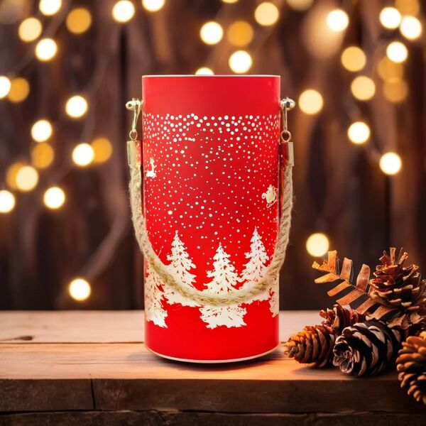 Christmas glass Lantern FCL-10 red-gold L Forever Light 5907457795006
